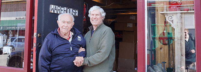 Dave Karp and Rick Karp in Front of Cole Hardware 